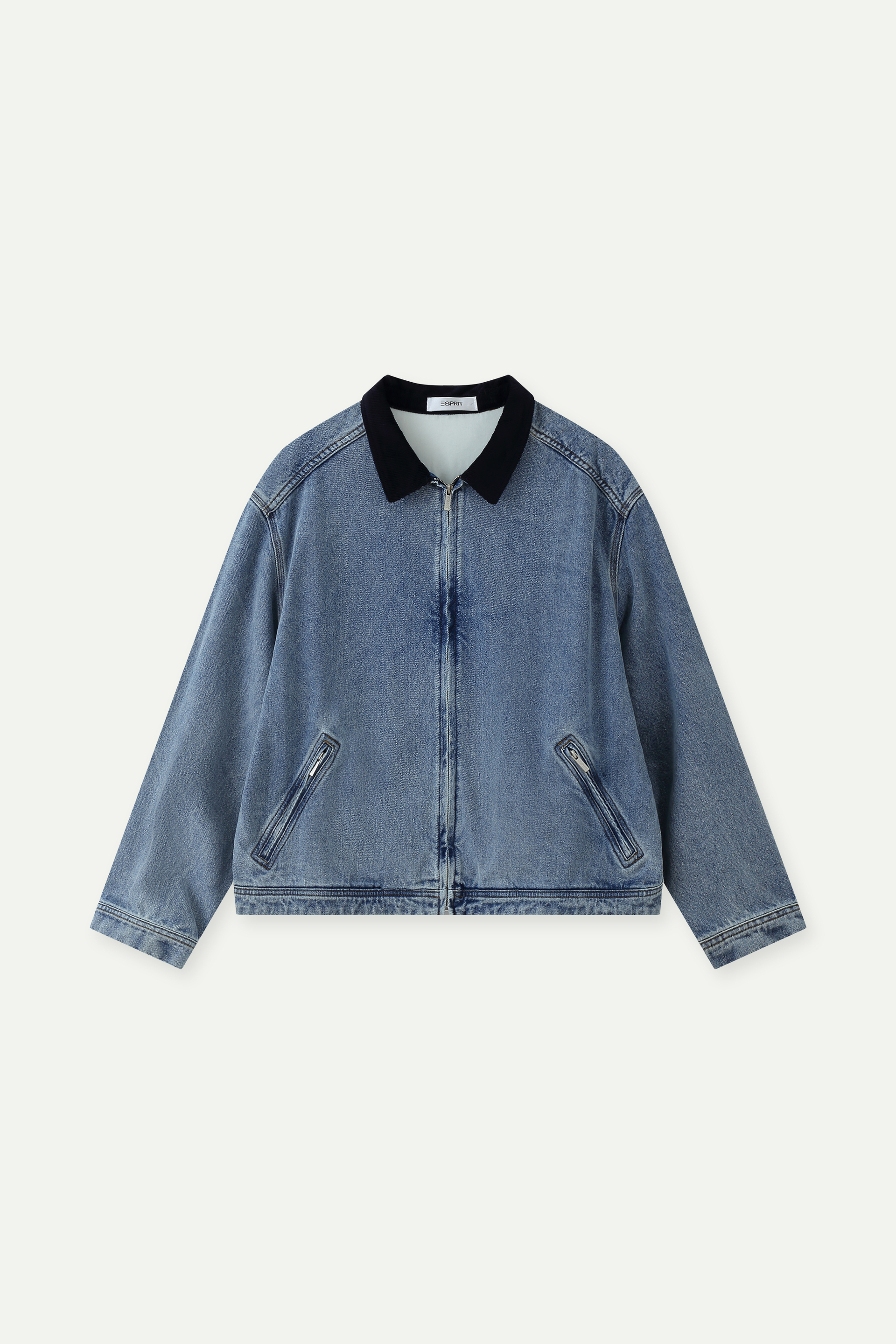 男裝燈芯絨領拉鍊牛仔外套