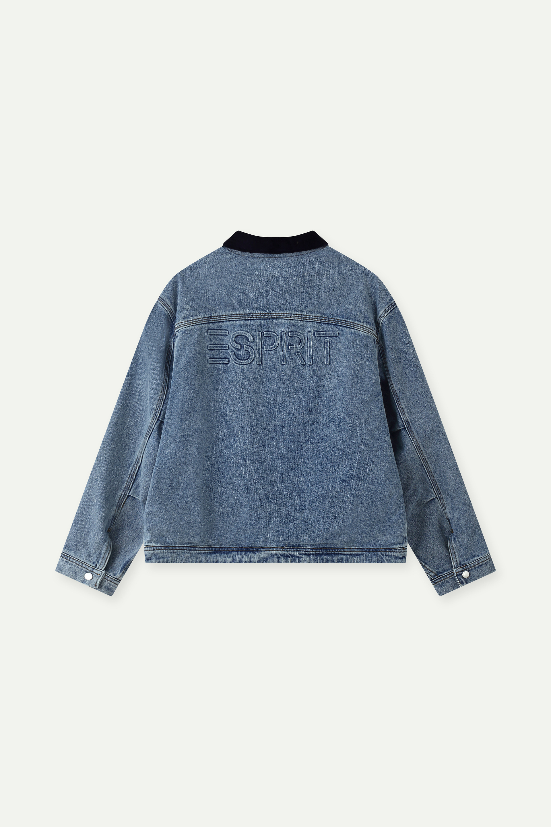 男裝燈芯絨領拉鍊牛仔外套