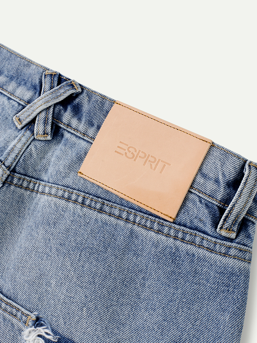 復古水洗闊腳牛仔褲