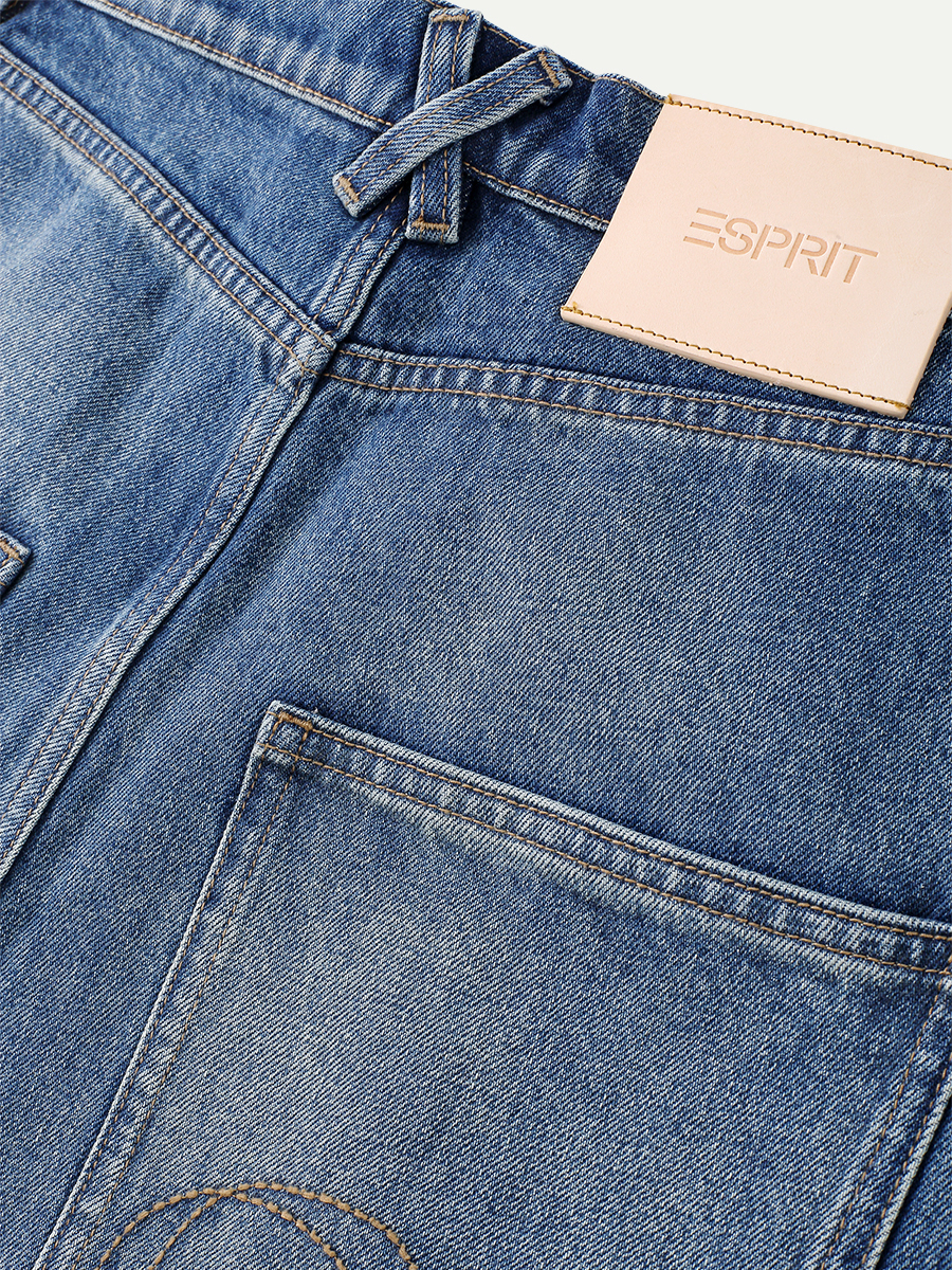 復古水洗闊腳牛仔褲