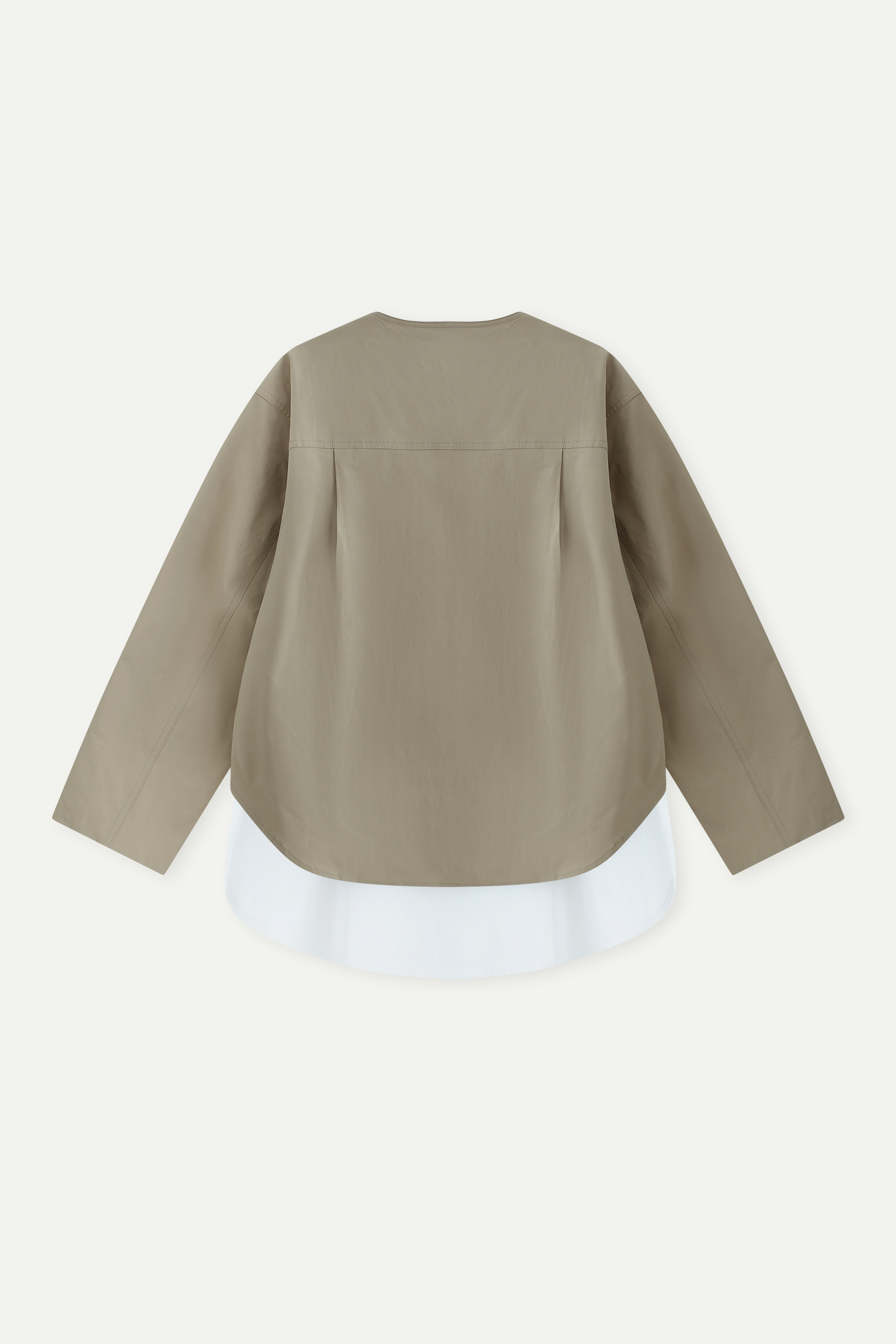 Oversized Collarless Button-Up Shirt