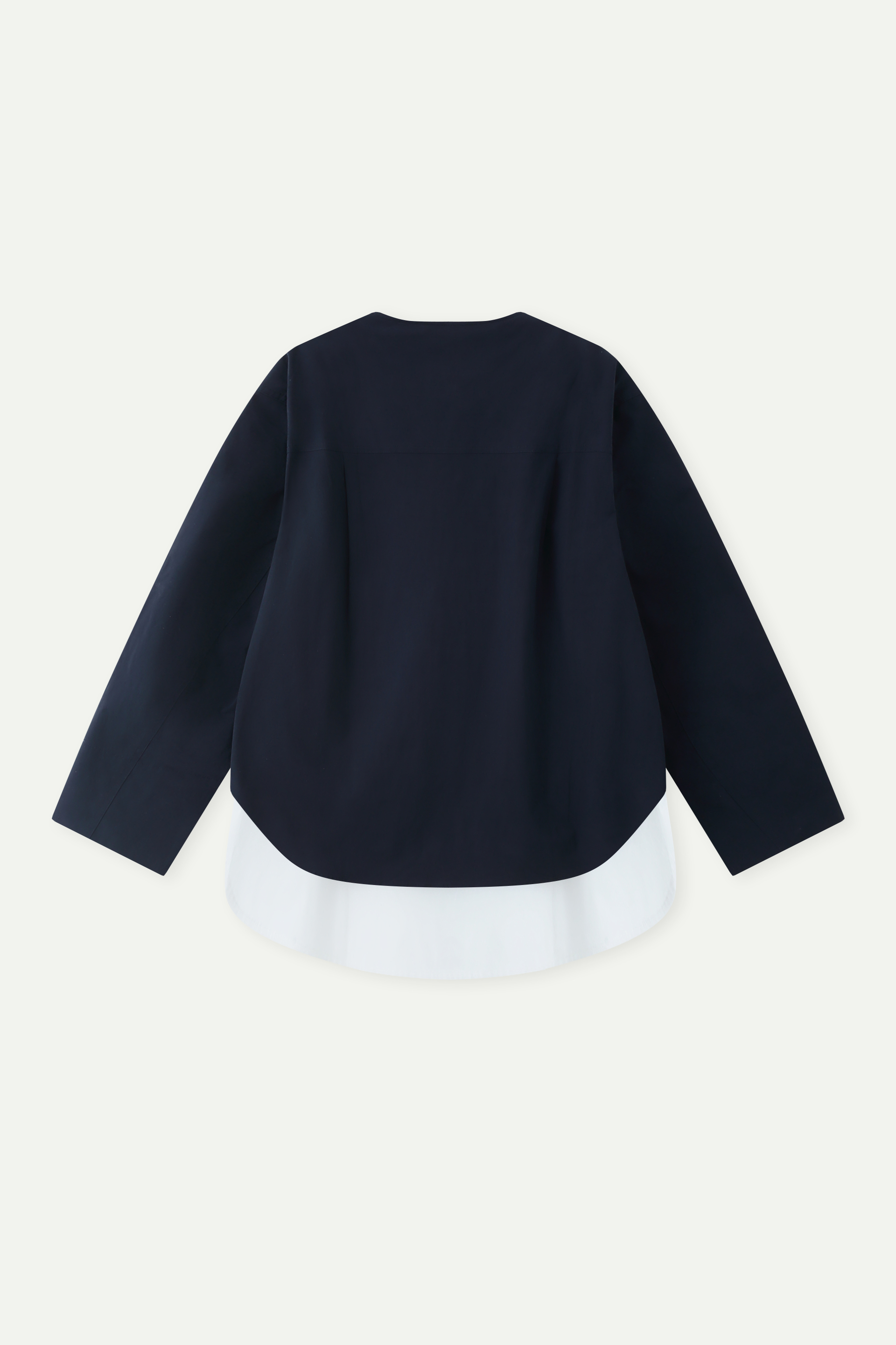 Oversized Collarless Button-Up Shirt
