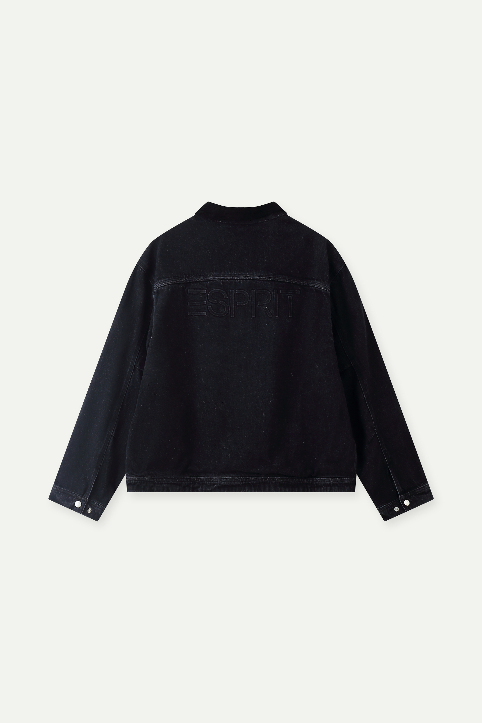 Men's Corduroy Collar Zip-Up Denim Jacket