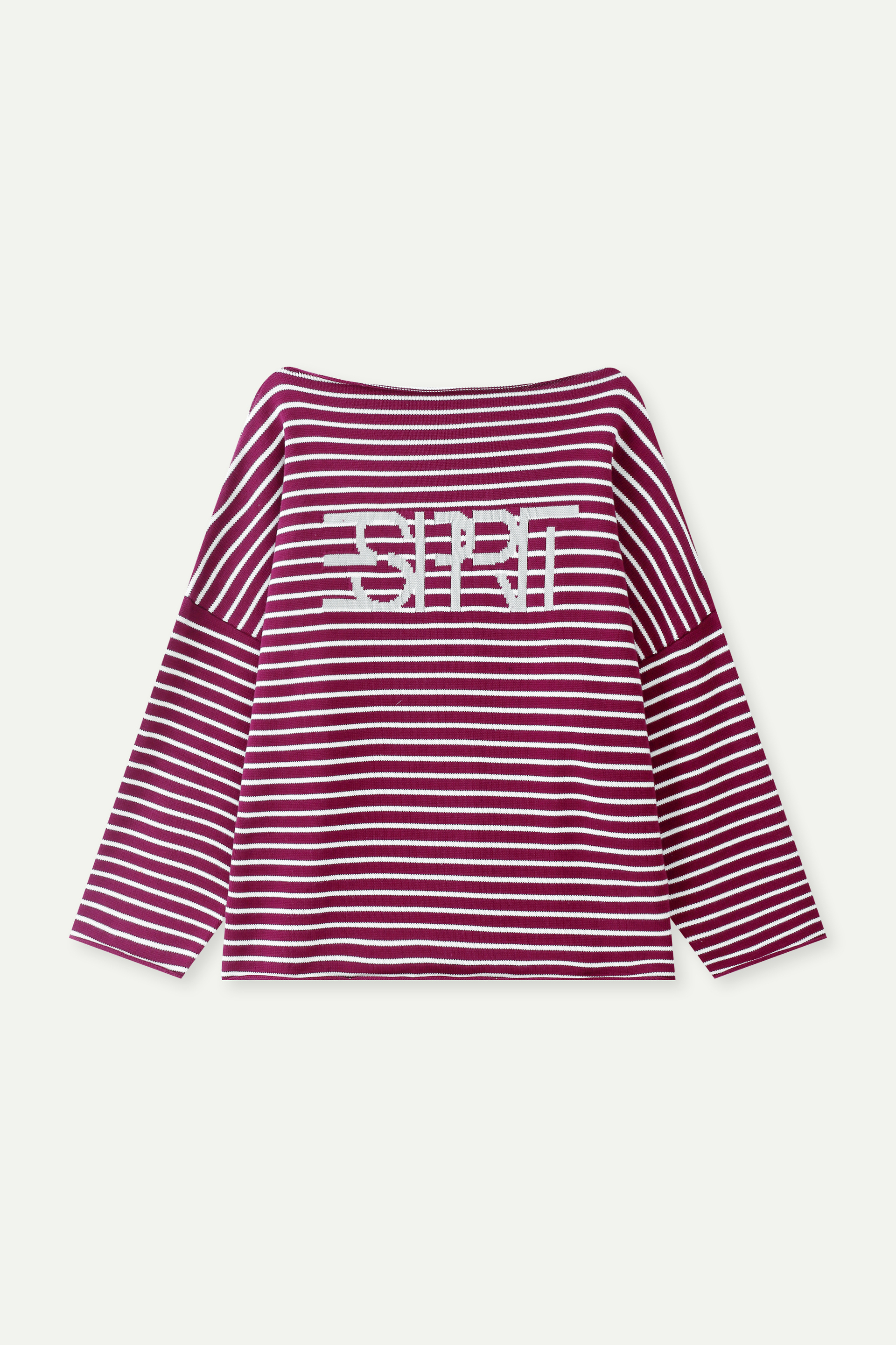 Striped Logo Oversized Boat Neck Sweatshirt