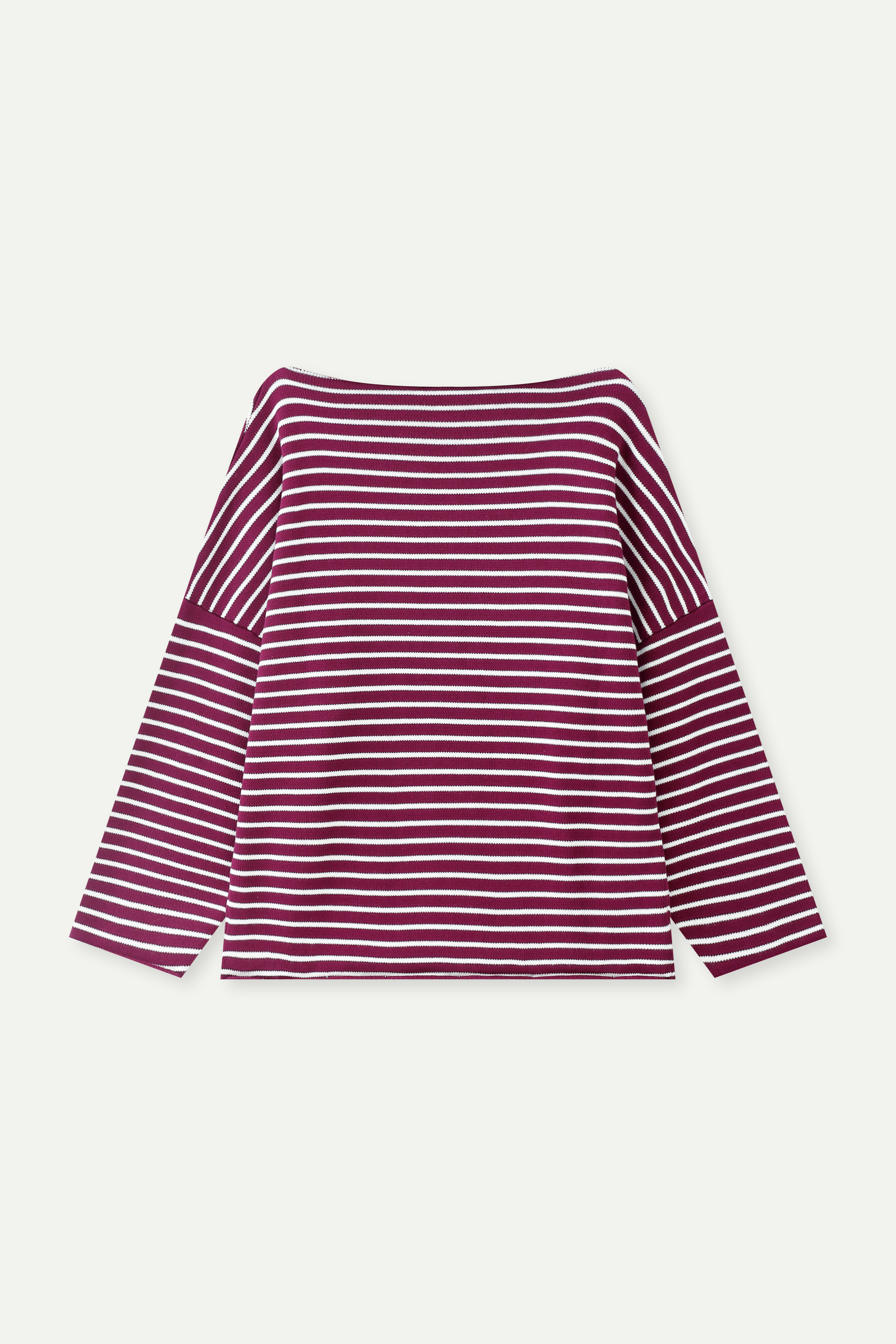 Striped Logo Oversized Boat Neck Sweatshirt