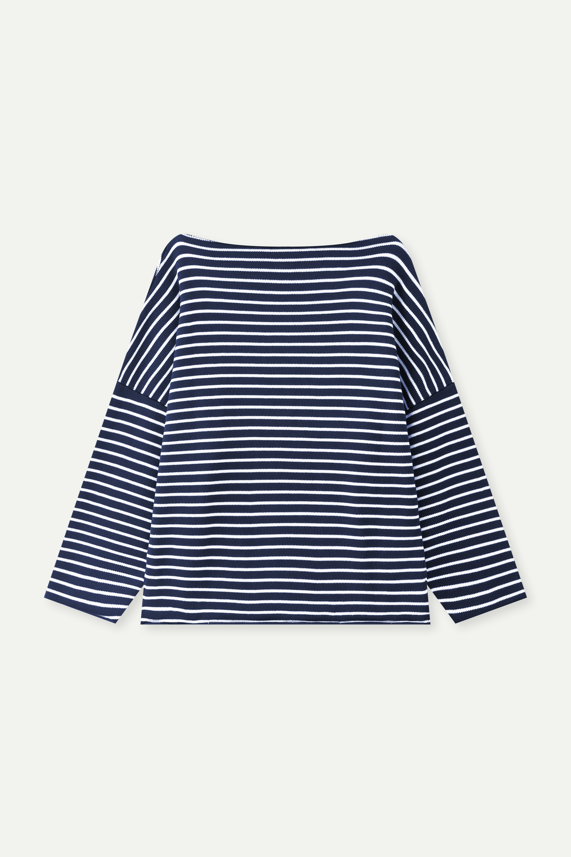 Striped Logo Oversized Boat Neck Sweatshirt