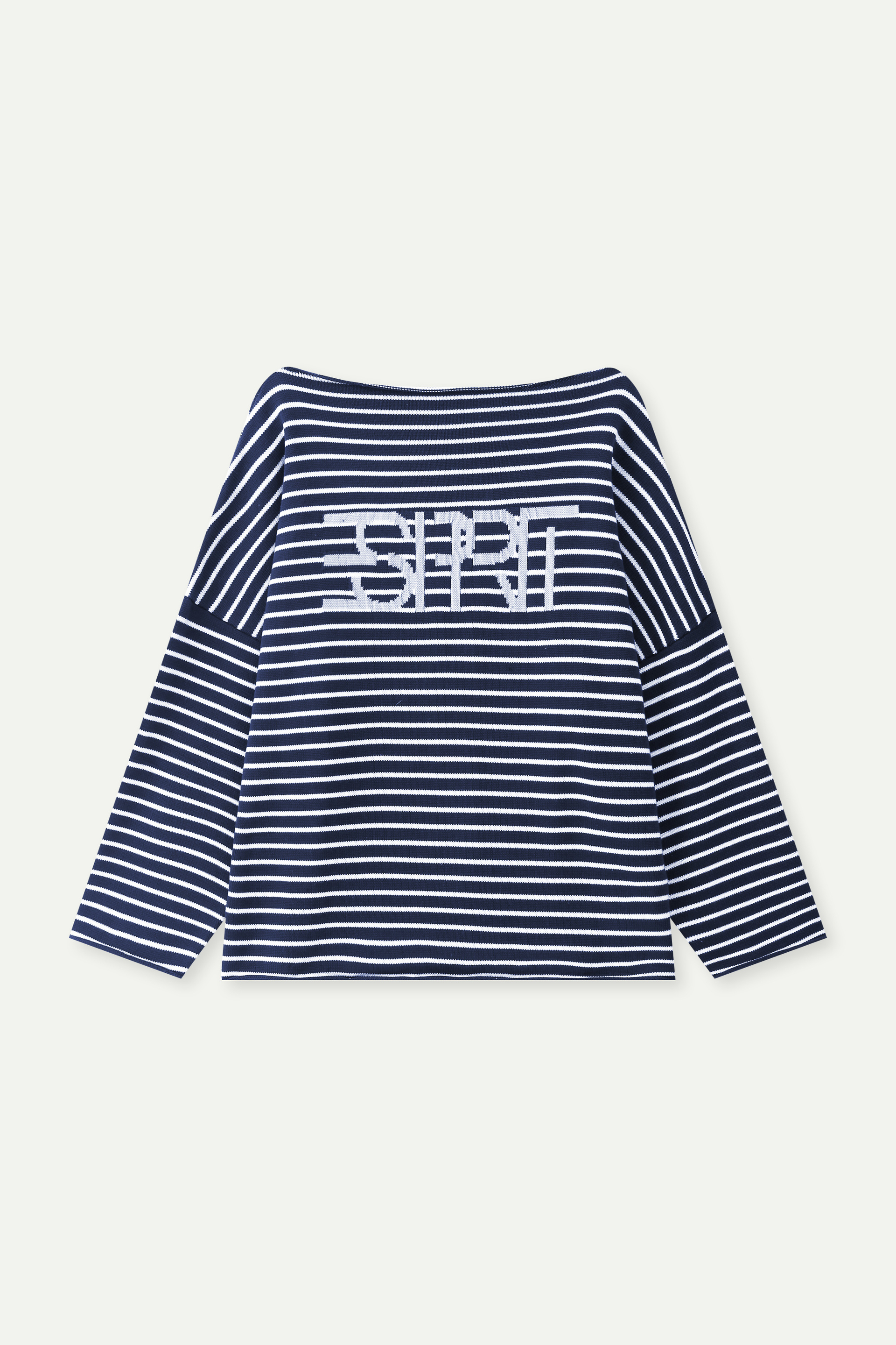 Striped Logo Oversized Boat Neck Sweatshirt
