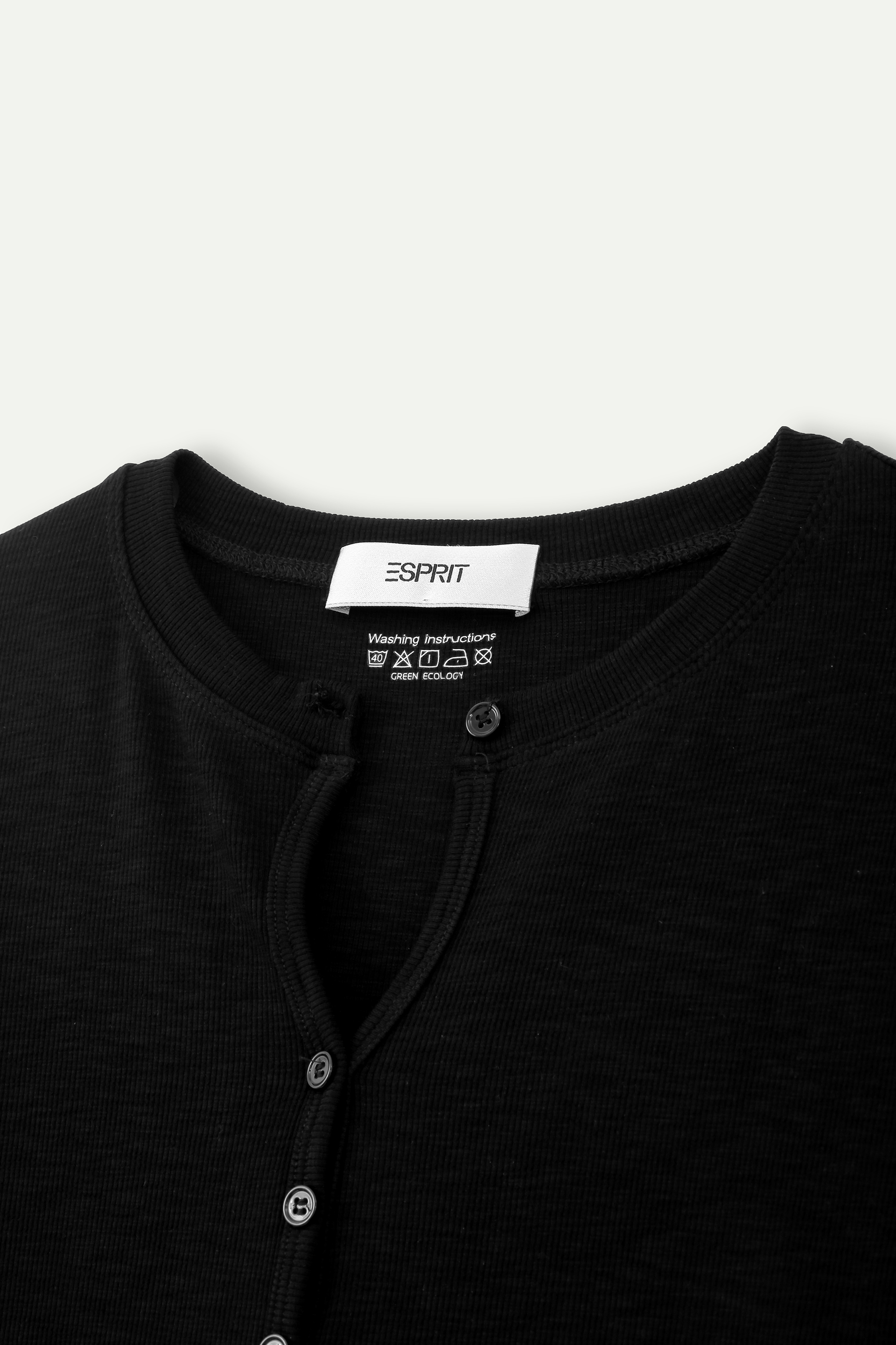 Essential Ribbed Henley Long‑Sleeve Top