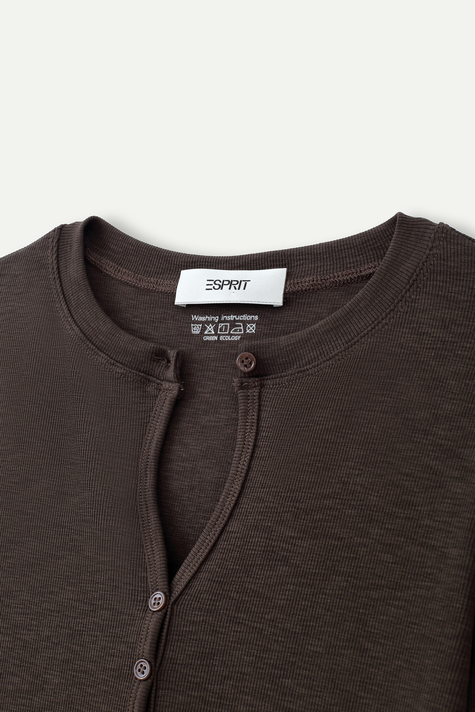 Essential Ribbed Henley Long‑Sleeve Top