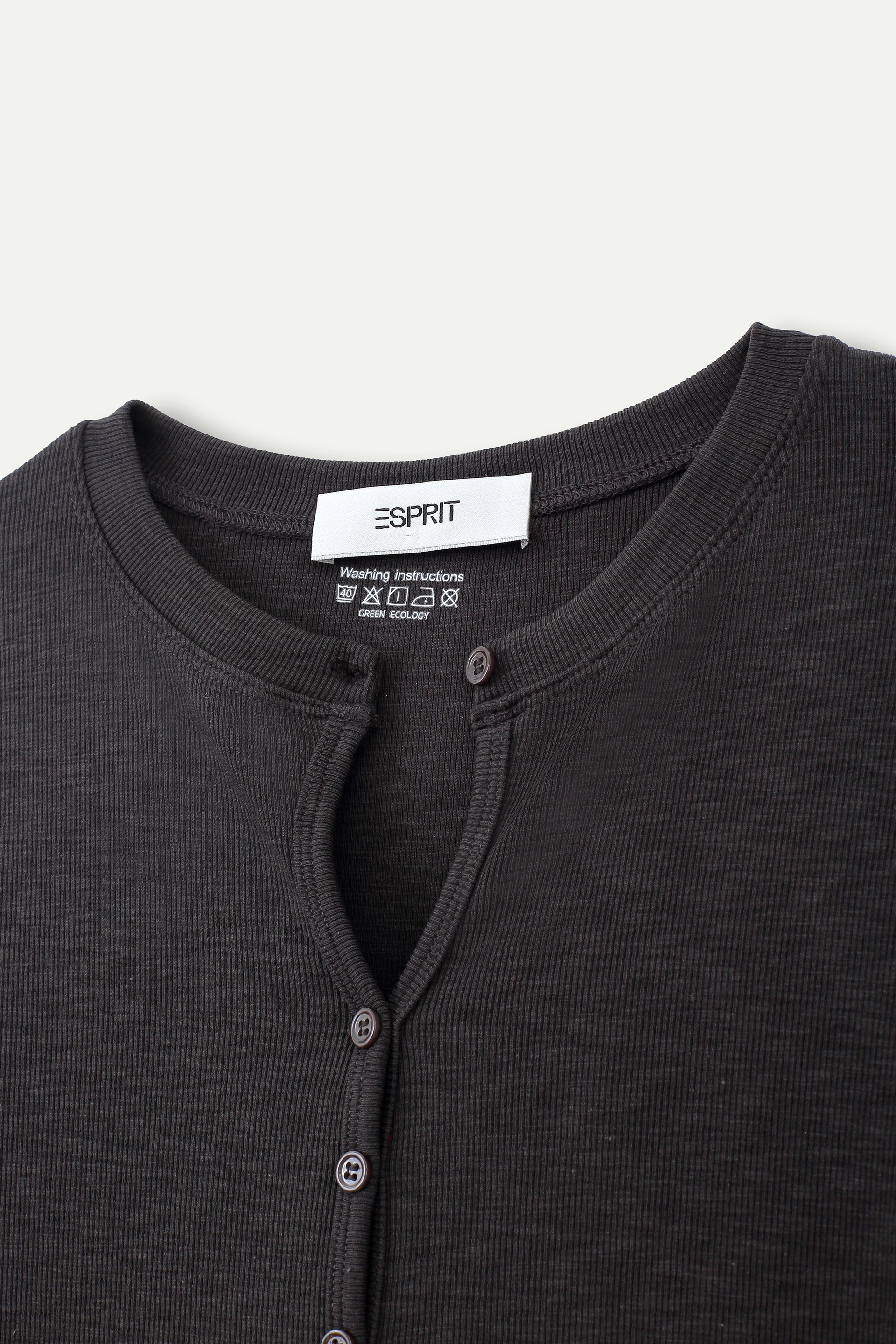 Essential Ribbed Henley Long‑Sleeve Top