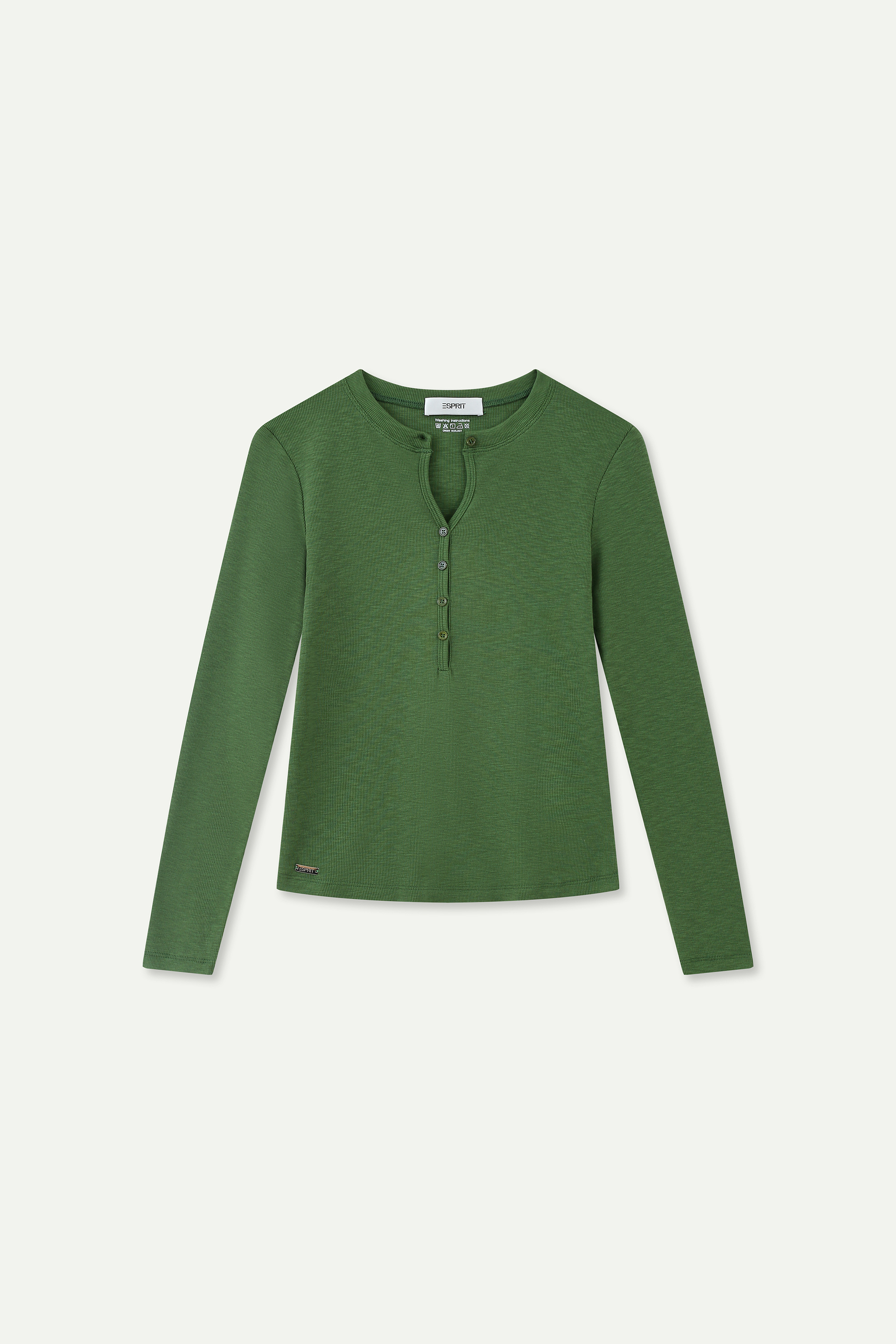 Essential Ribbed Henley Long‑Sleeve Top
