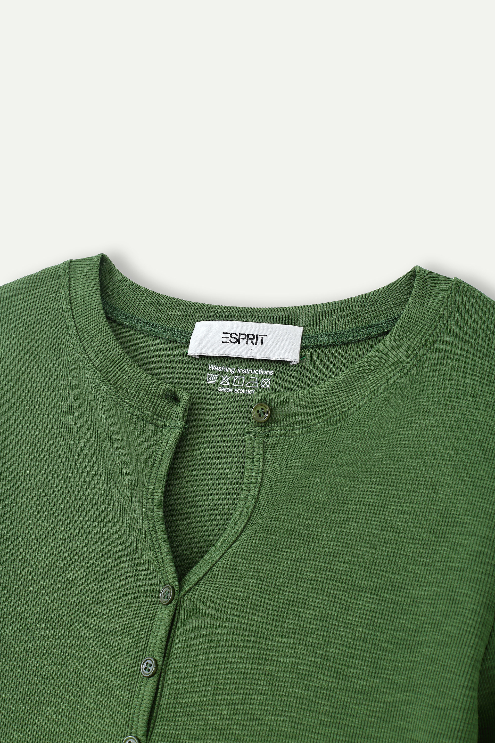 Essential Ribbed Henley Long‑Sleeve Top