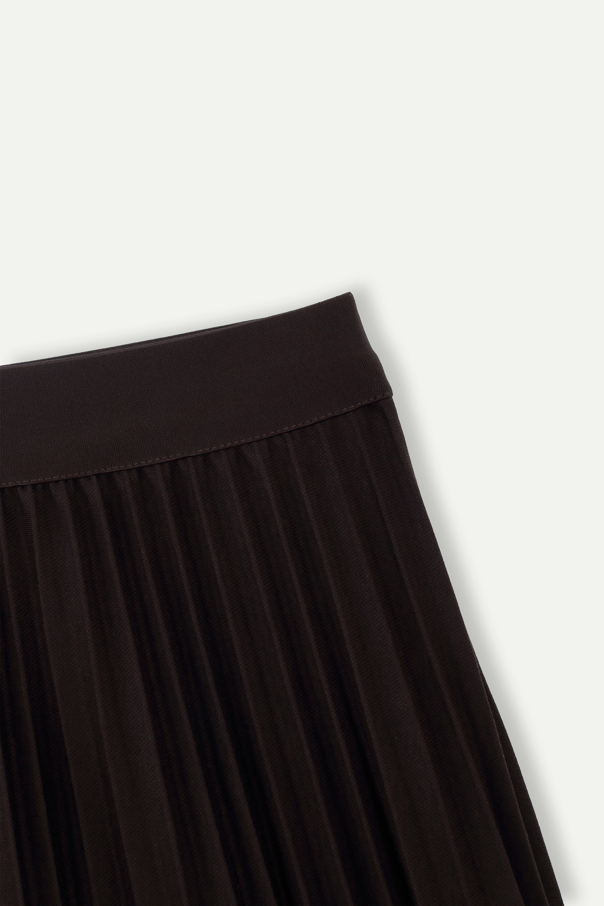Elastic‑Waist Pleated Midi Skirt