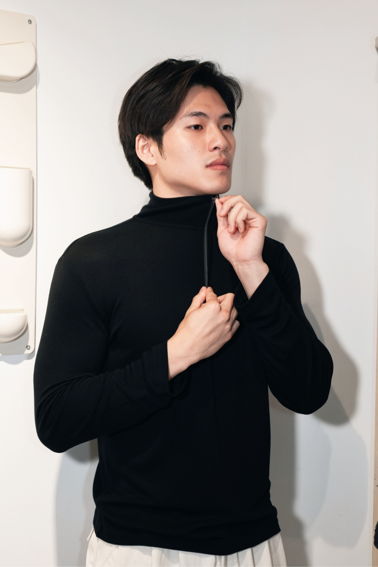 Half-Zip Mock Neck Long Sleeve
