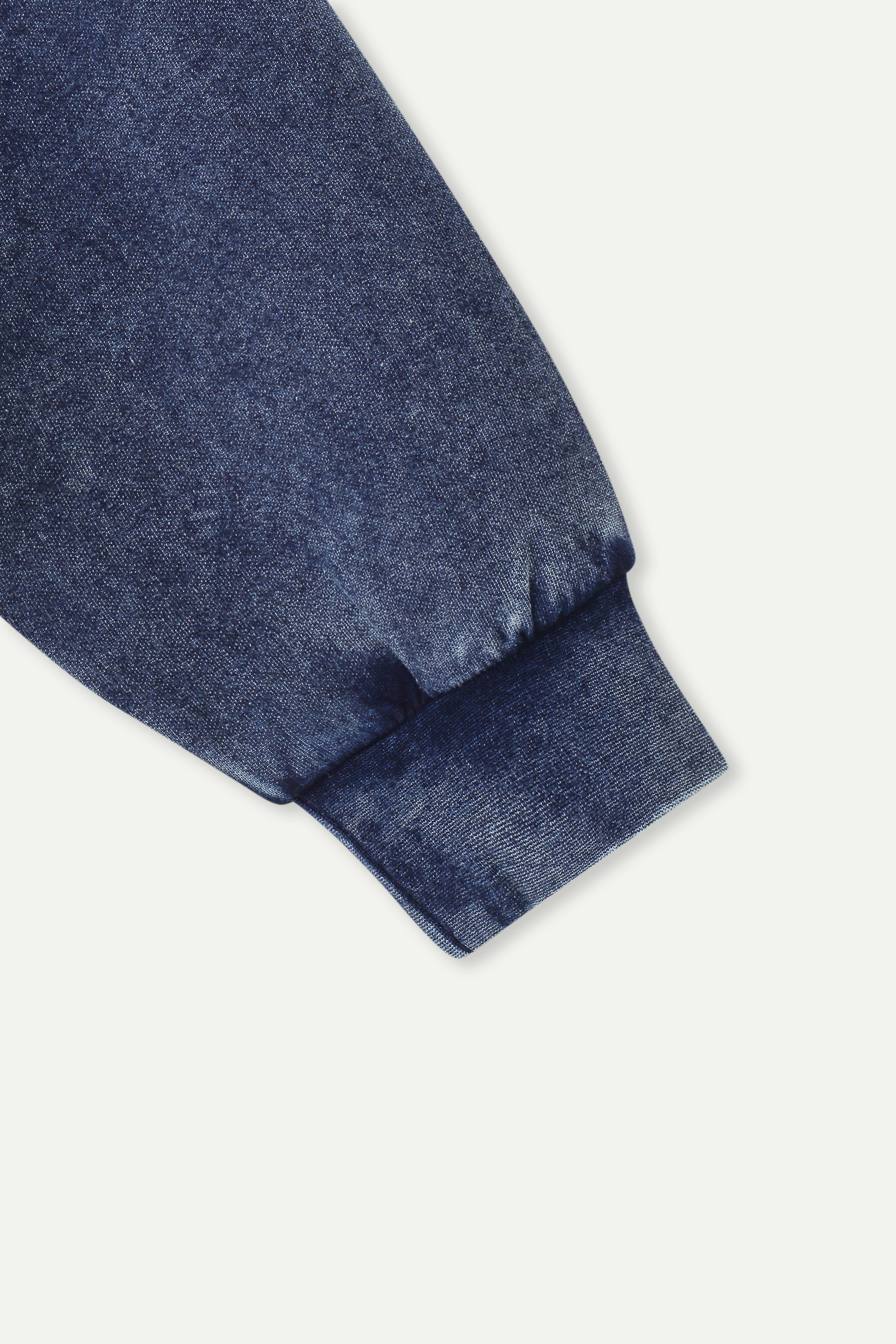 Wash Effect Half Zip Collared Sweatshirt