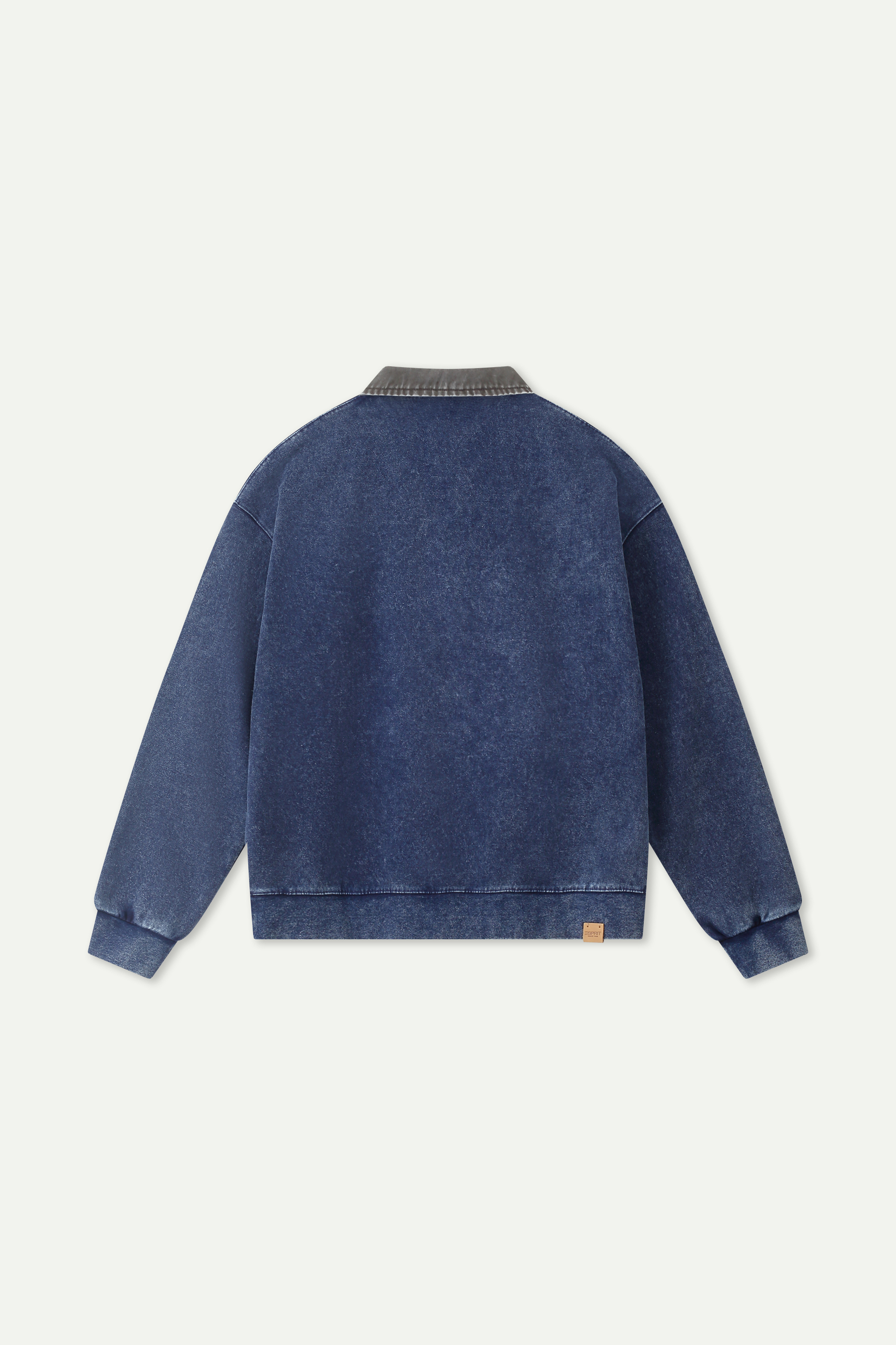 Wash Effect Half Zip Collared Sweatshirt
