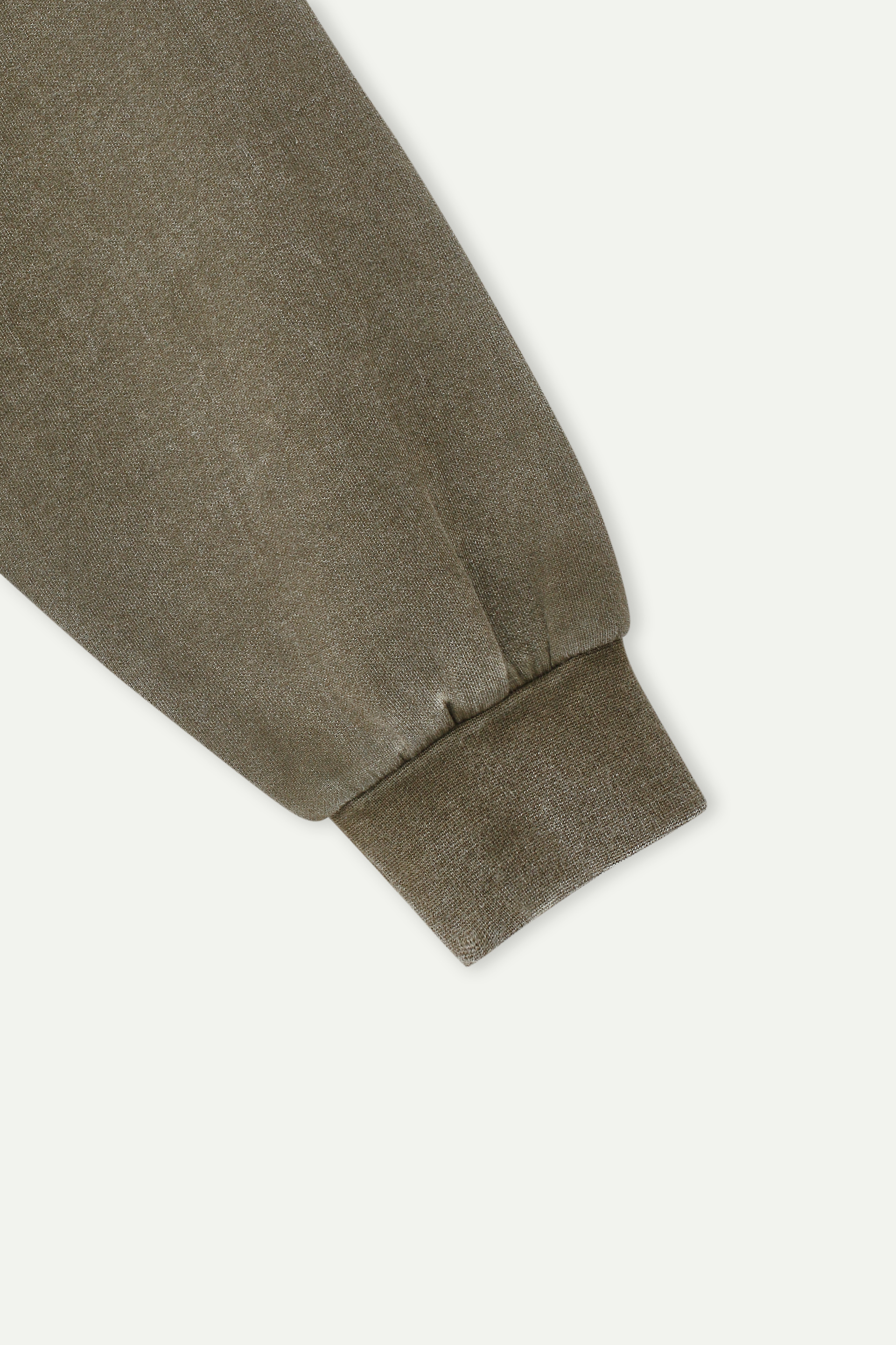 Wash Effect Half Zip Collared Sweatshirt