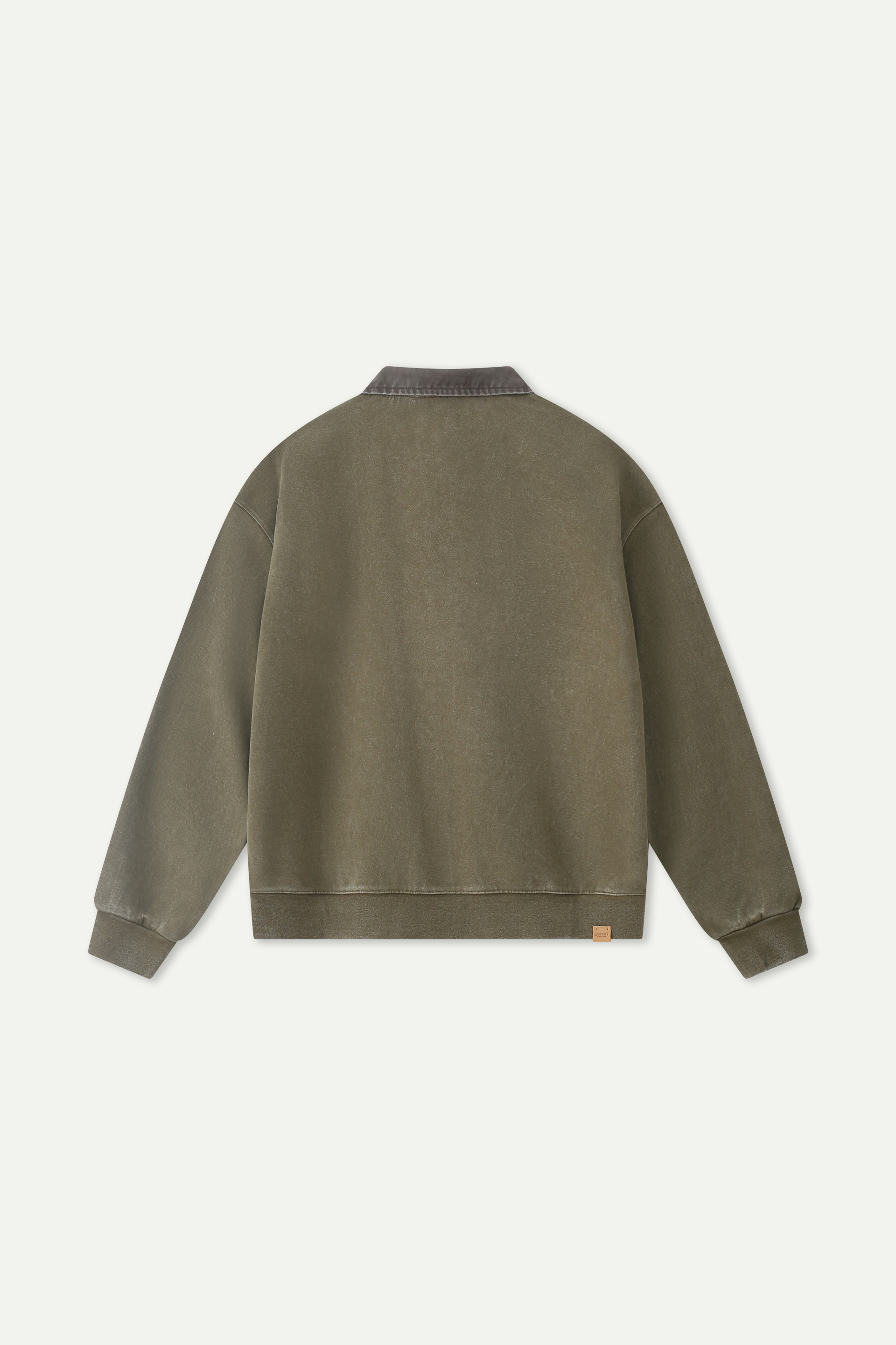Wash Effect Half Zip Collared Sweatshirt