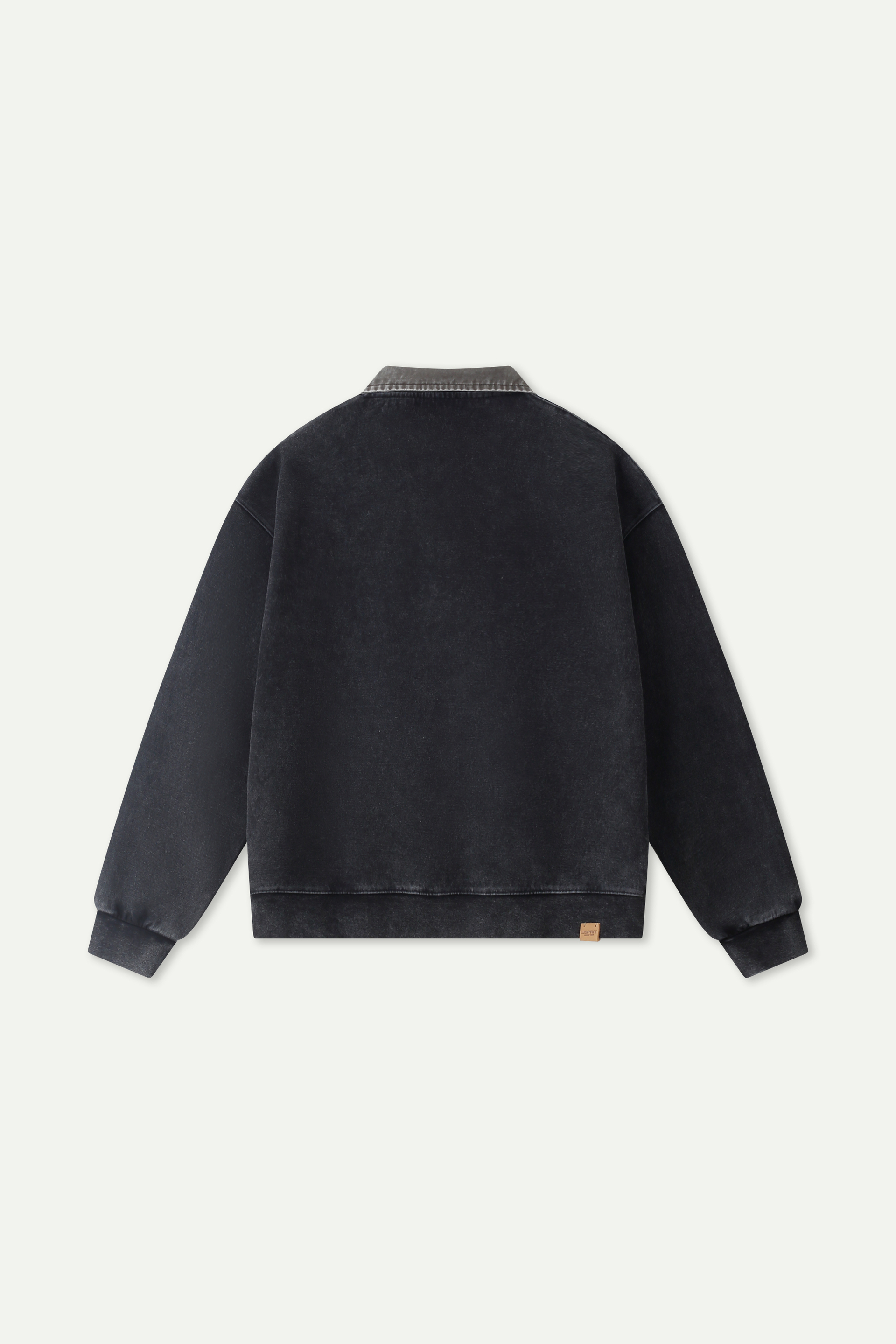 Wash Effect Half Zip Collared Sweatshirt