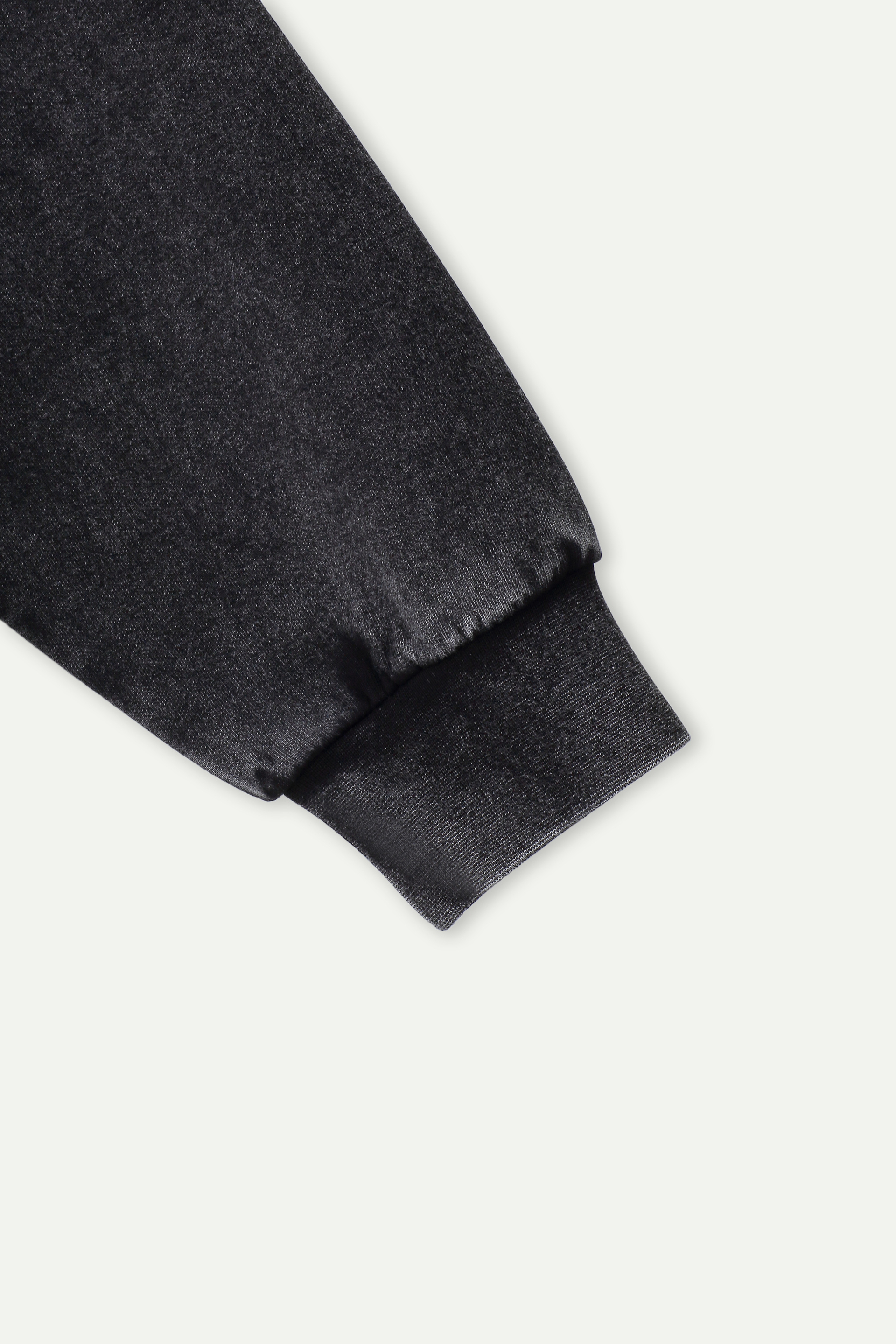 Wash Effect Half Zip Collared Sweatshirt