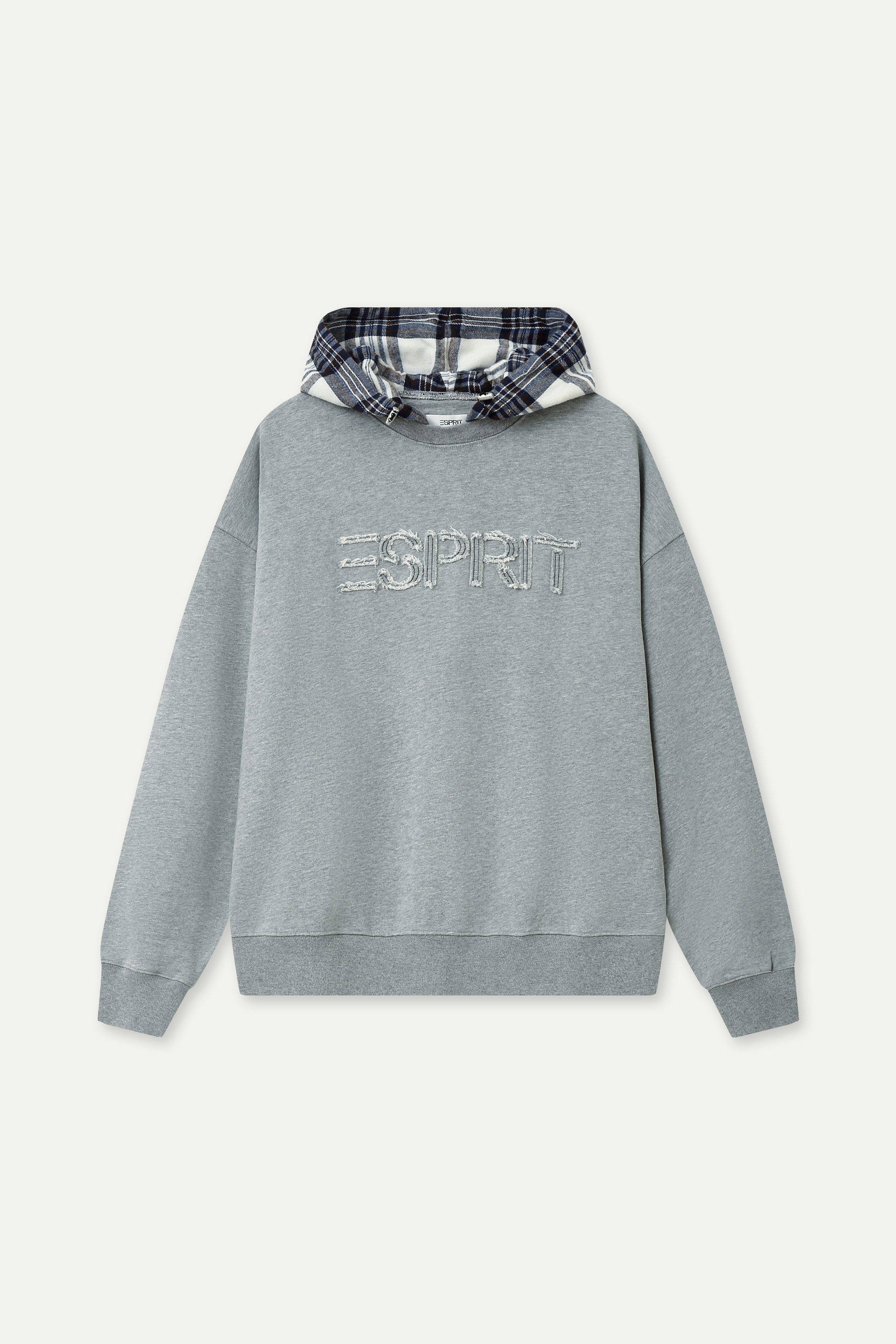 撞色格紋連帽衛衣