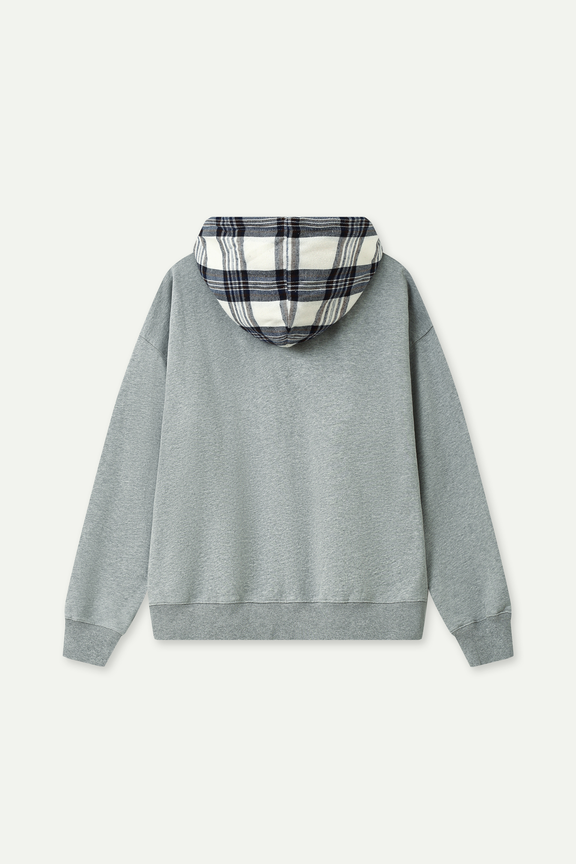 撞色格紋連帽衛衣
