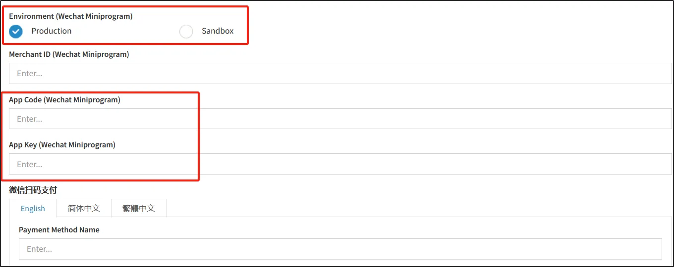 Configure the payment method