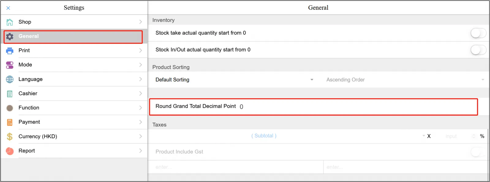 The POS setting retains the number of decimal digits