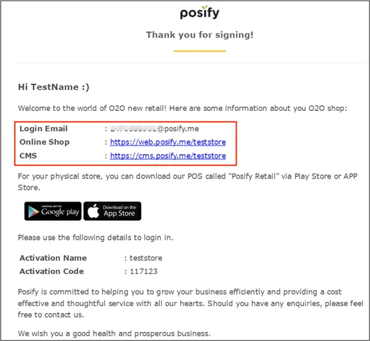 Register a successful email