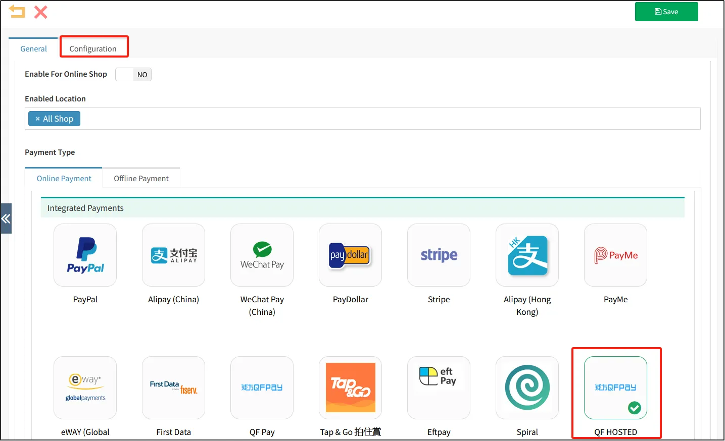 Add a QFpay payment method