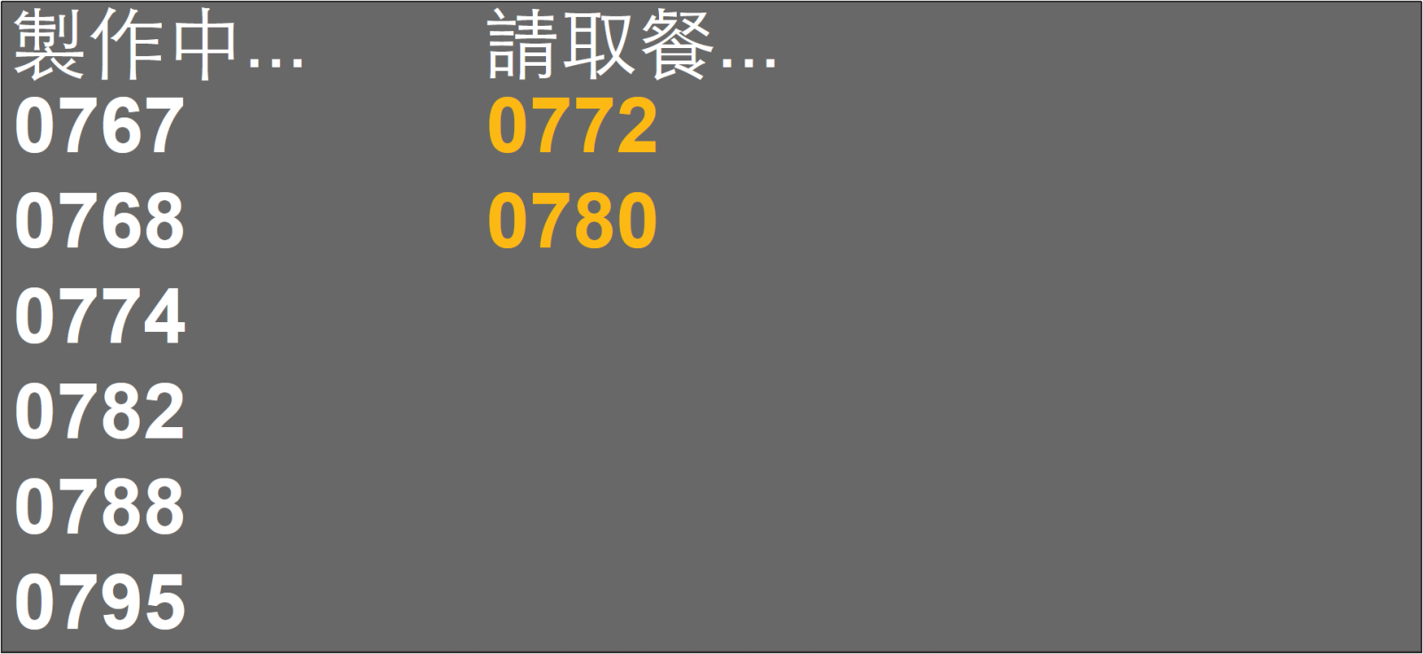 單號顯示列表