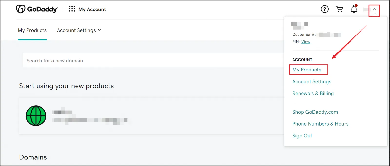 Click on My Products