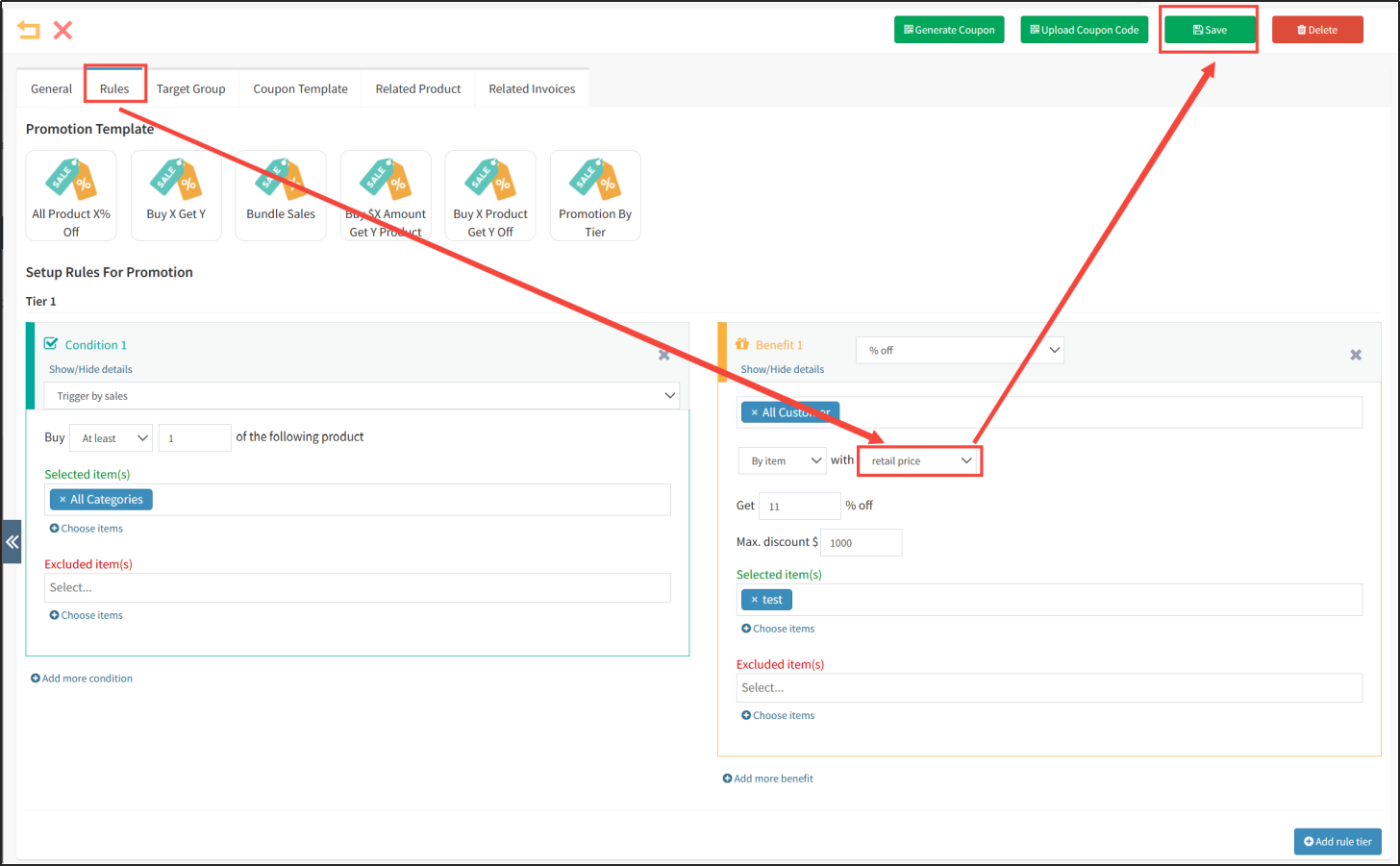 Set the rules for your promotion