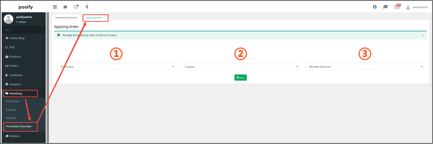 Sets the order of the kinds