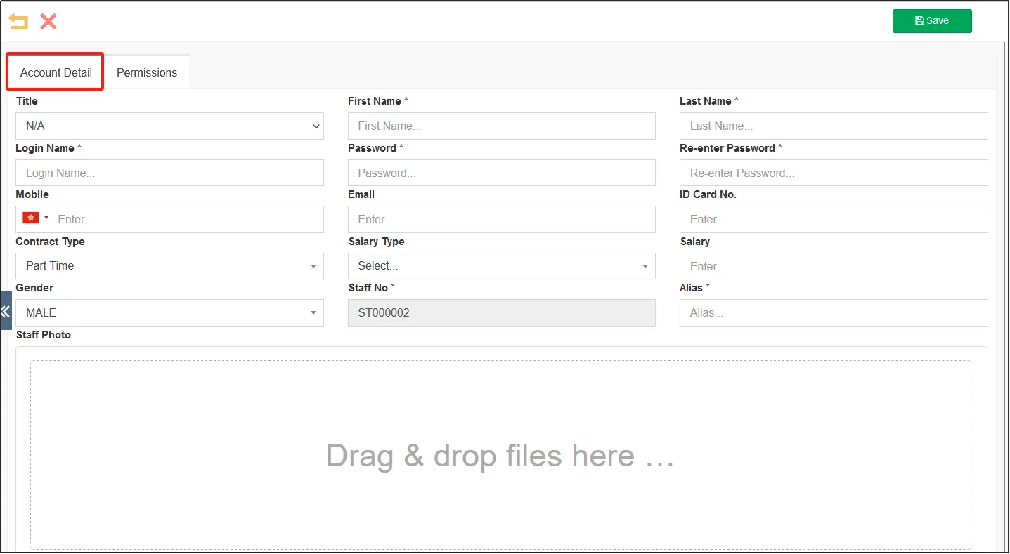 Edit staff information