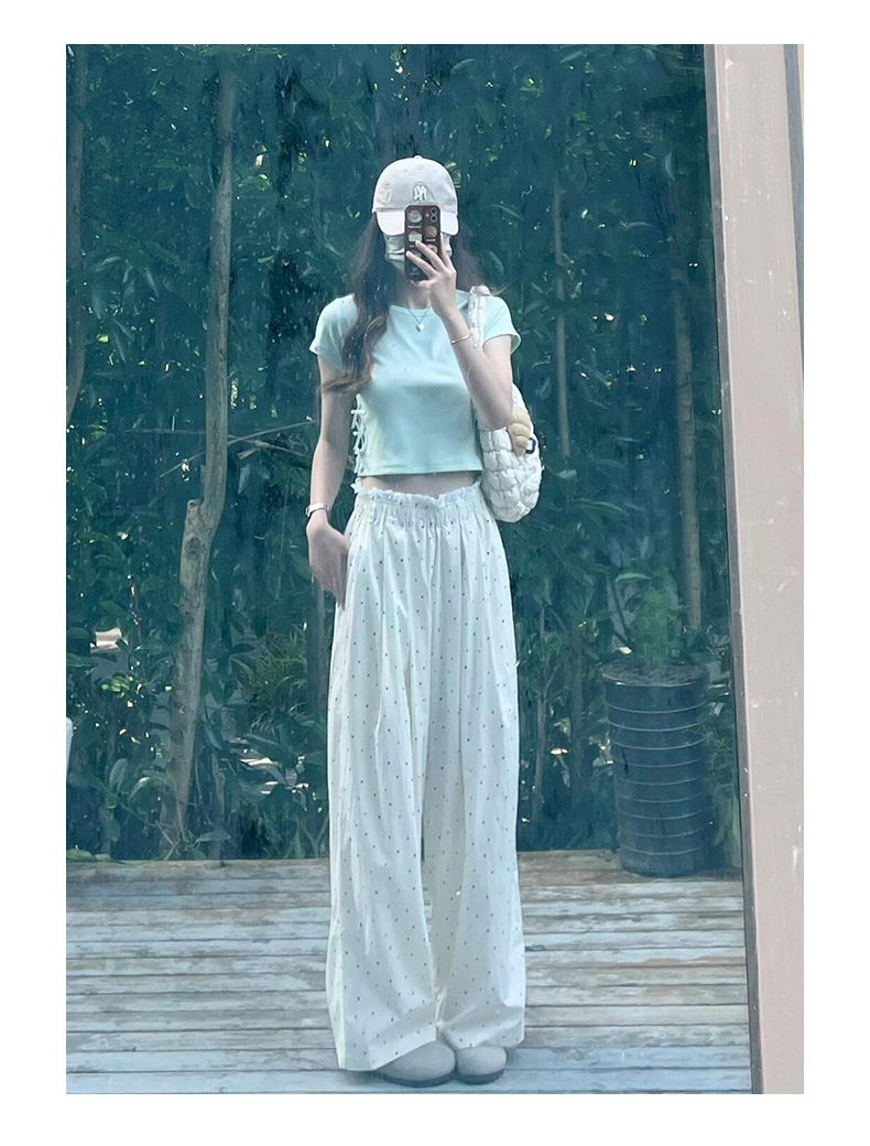 LUNE 假日休閒寬鬆直筒裝束彈性腰寬褲