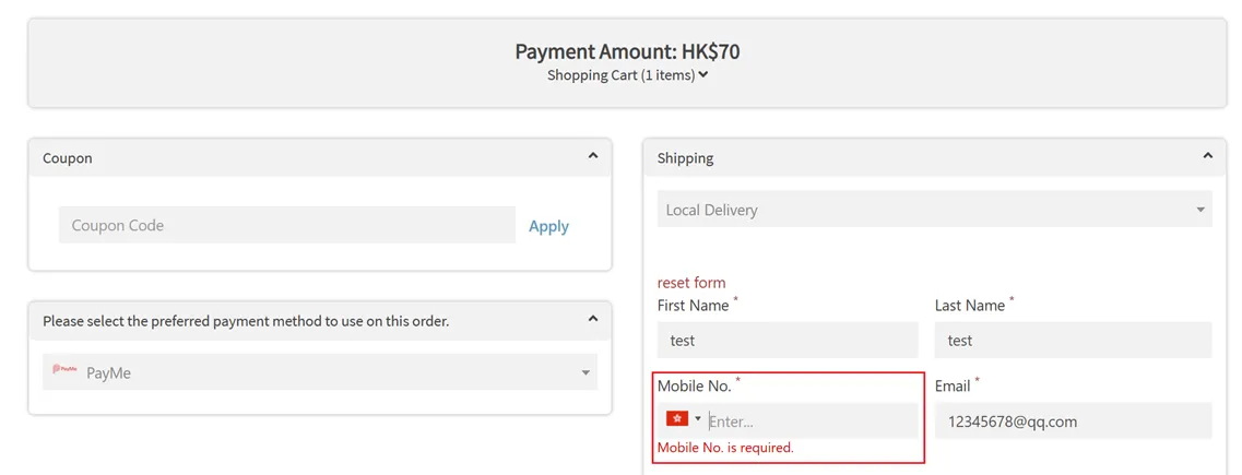 Mobile No. is required