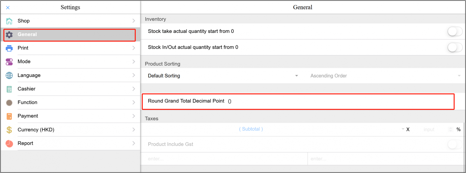 The POS setting retains the number of decimal digits