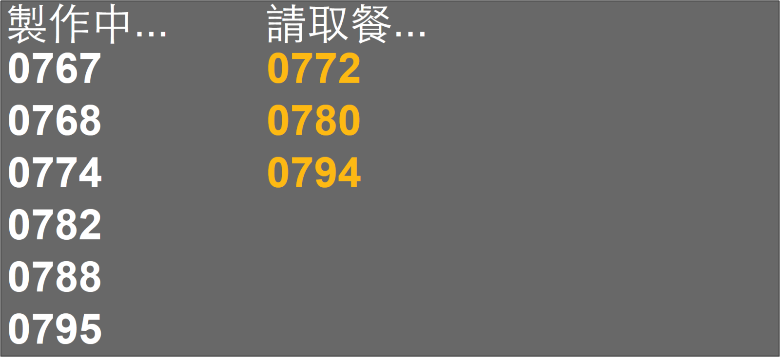 單號顯示列表