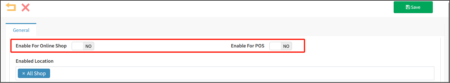 Enable For Pos/Online shop
