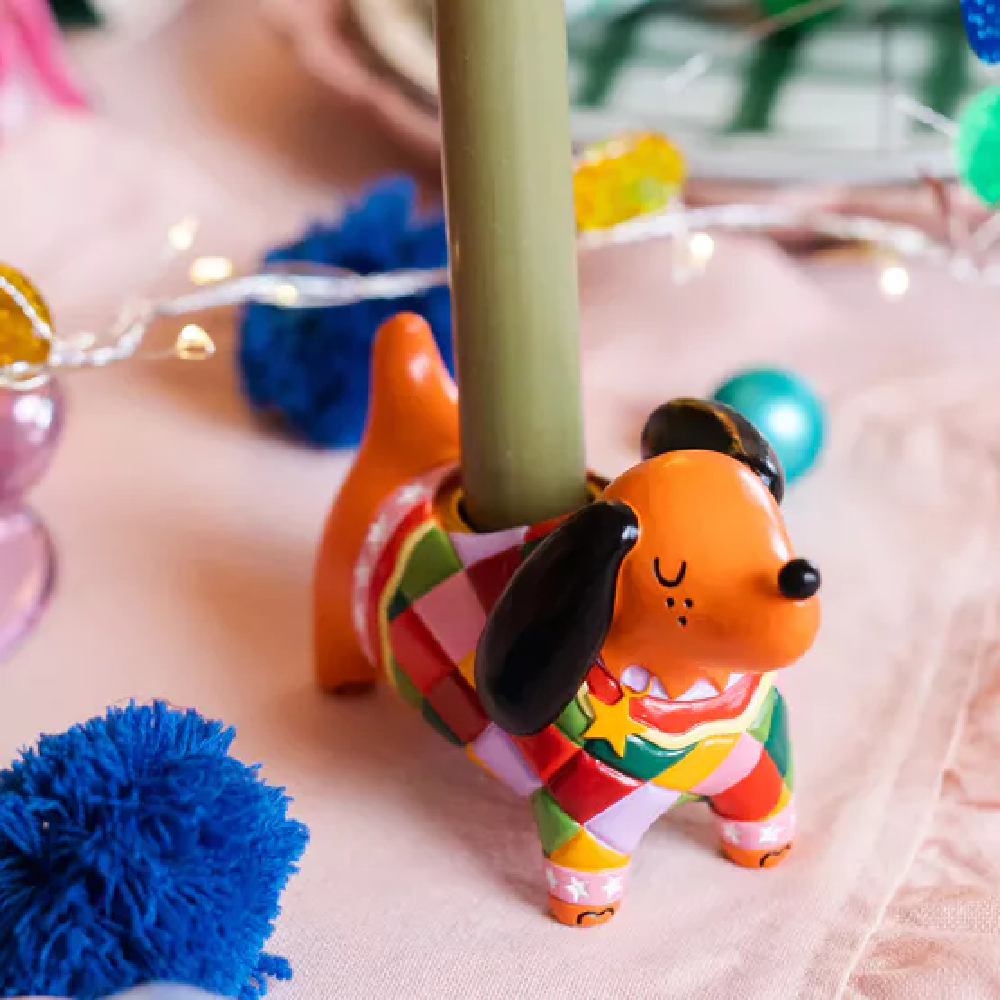Raspberry Blossom Dog Shaped Candle Holder