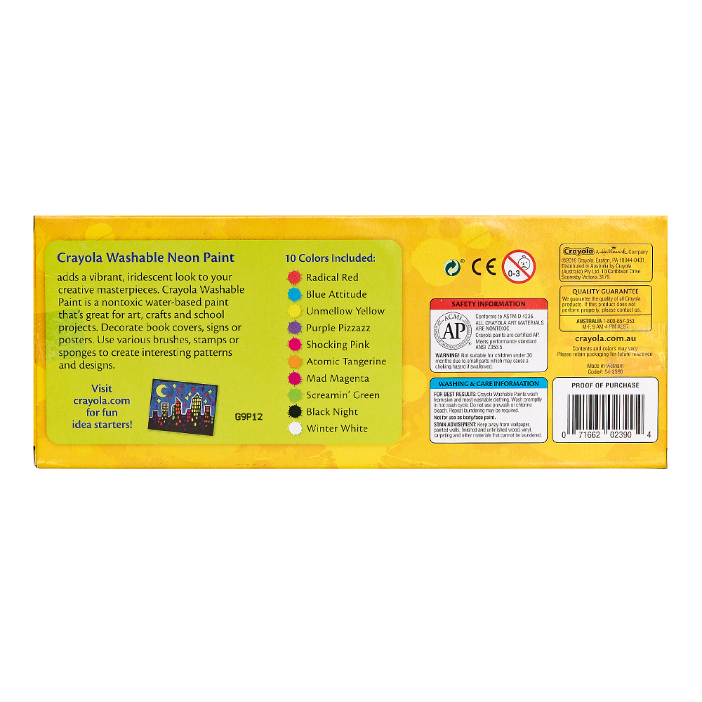 10 ct. Washable Project Paint Neon Color