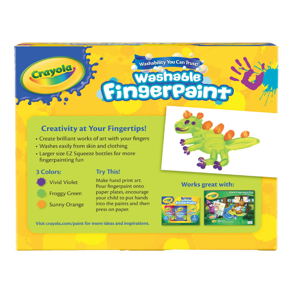 3 ct. Washable Bright Fingerpaint; Secondary Colors - 8 oz. Squeeze Bottles