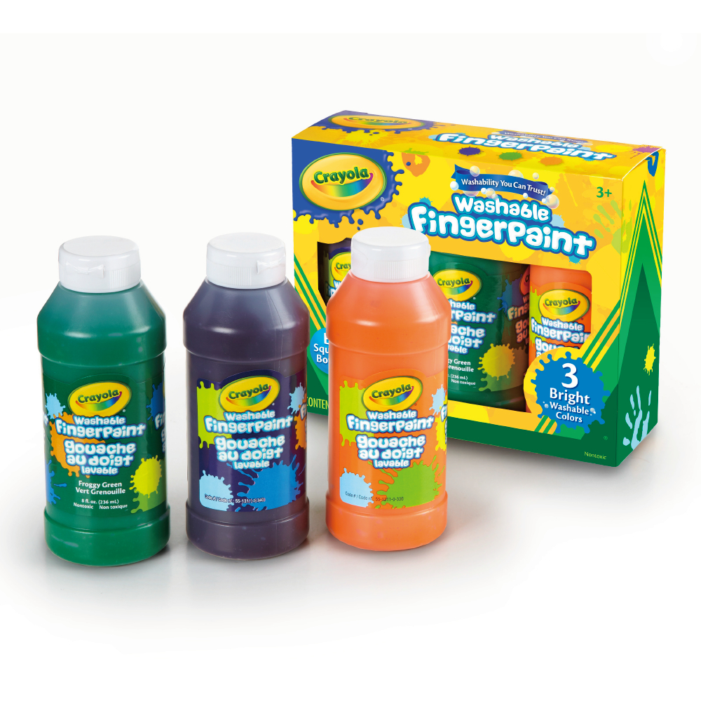 3 ct. Washable Bright Fingerpaint; Secondary Colors - 8 oz. Squeeze Bottles