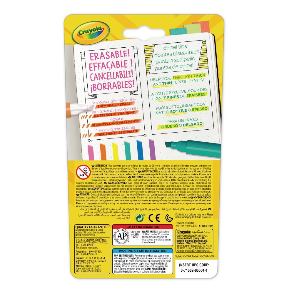 Take Note Erasable Highlighters; 6 Count
