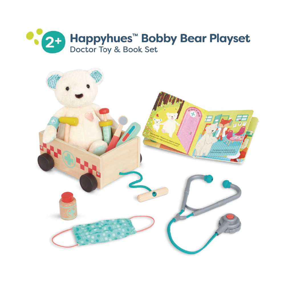 BX2066Z@WOODEN DOCTOR KIT WITH PLUSH BEAR