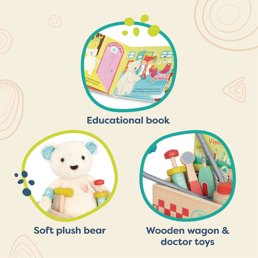 BX2066Z@WOODEN DOCTOR KIT WITH PLUSH BEAR