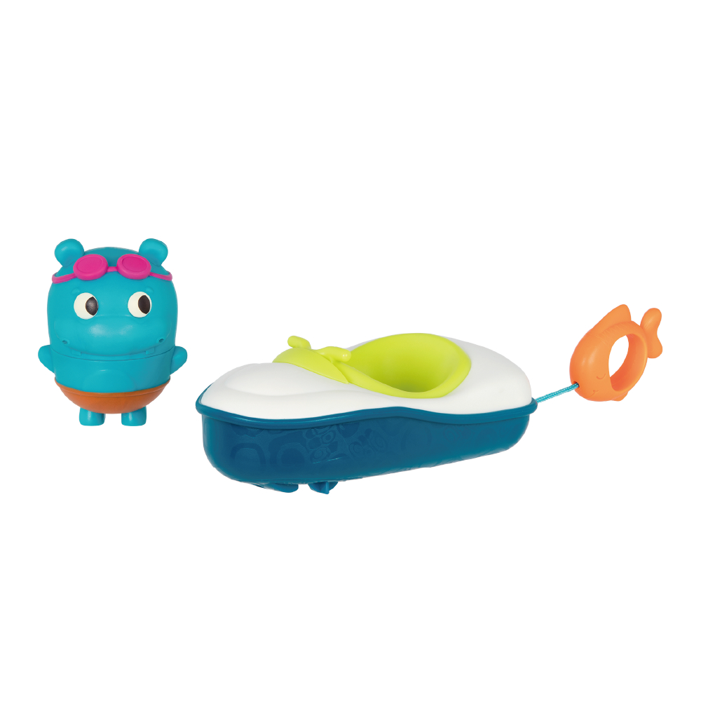 LB1711Z@LAND OF B. SQUIRT HIPPO & PULL-BACK BATHBOAT