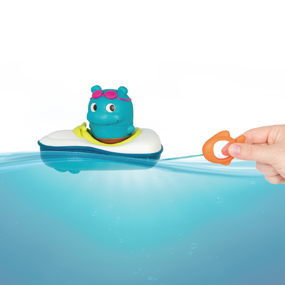LB1711Z@LAND OF B. SQUIRT HIPPO & PULL-BACK BATHBOAT