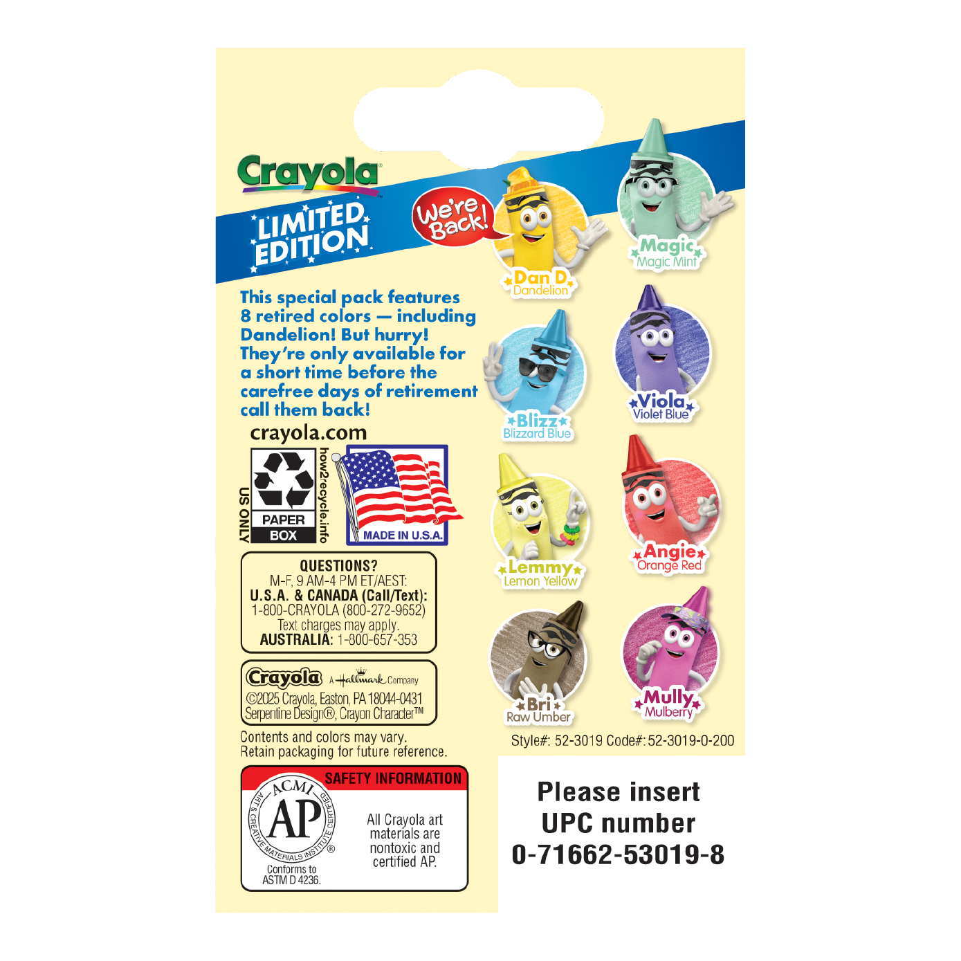 Limited Edition Retired Crayons, 8 Count